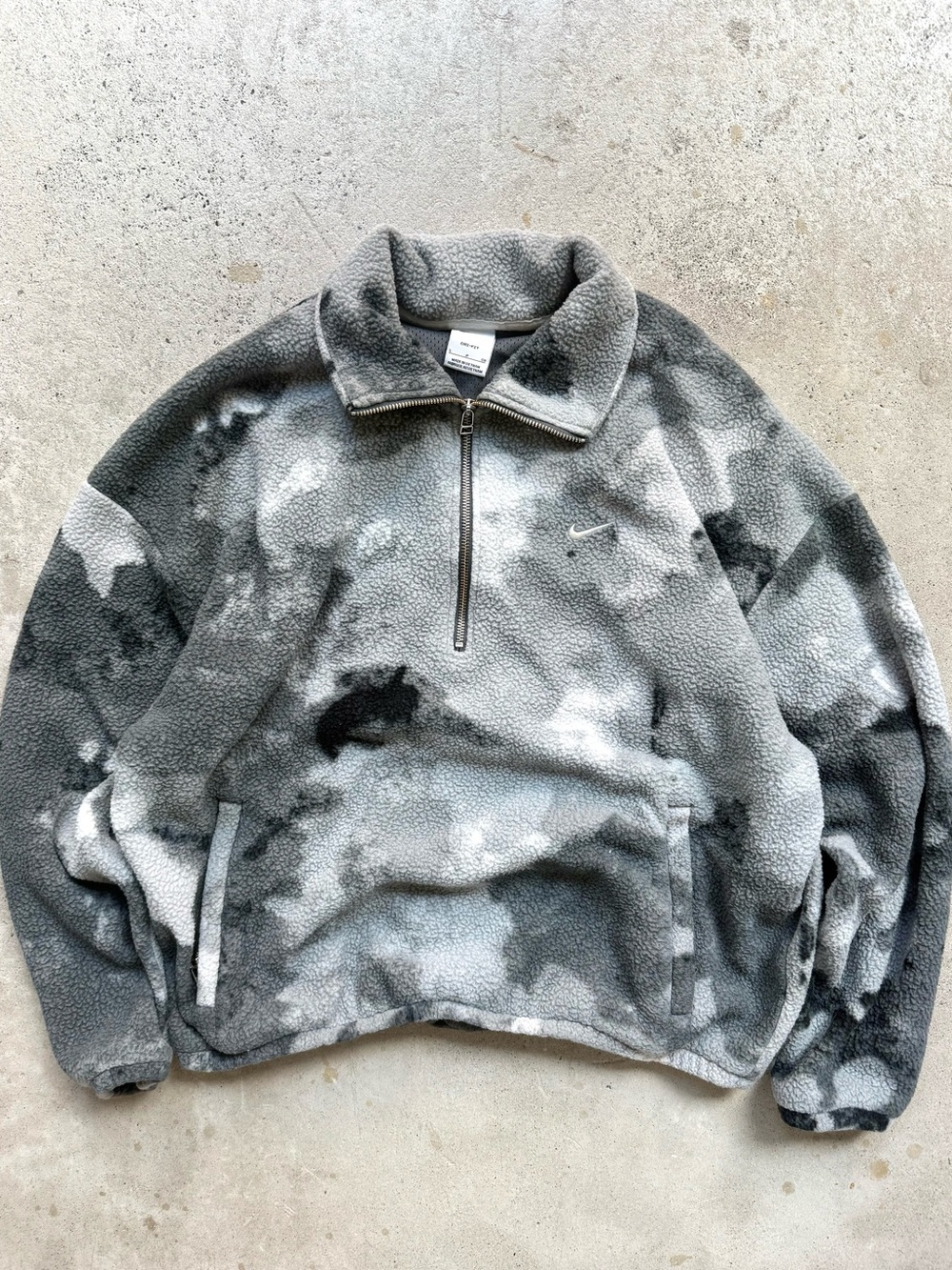 Nike Therma Fit Fleece Grey/White Camo Men’s 1/2 Zip Pullover Jacket S 26x26